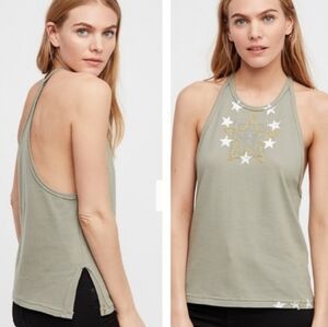 Free People Olive Star Racerback Tank Top